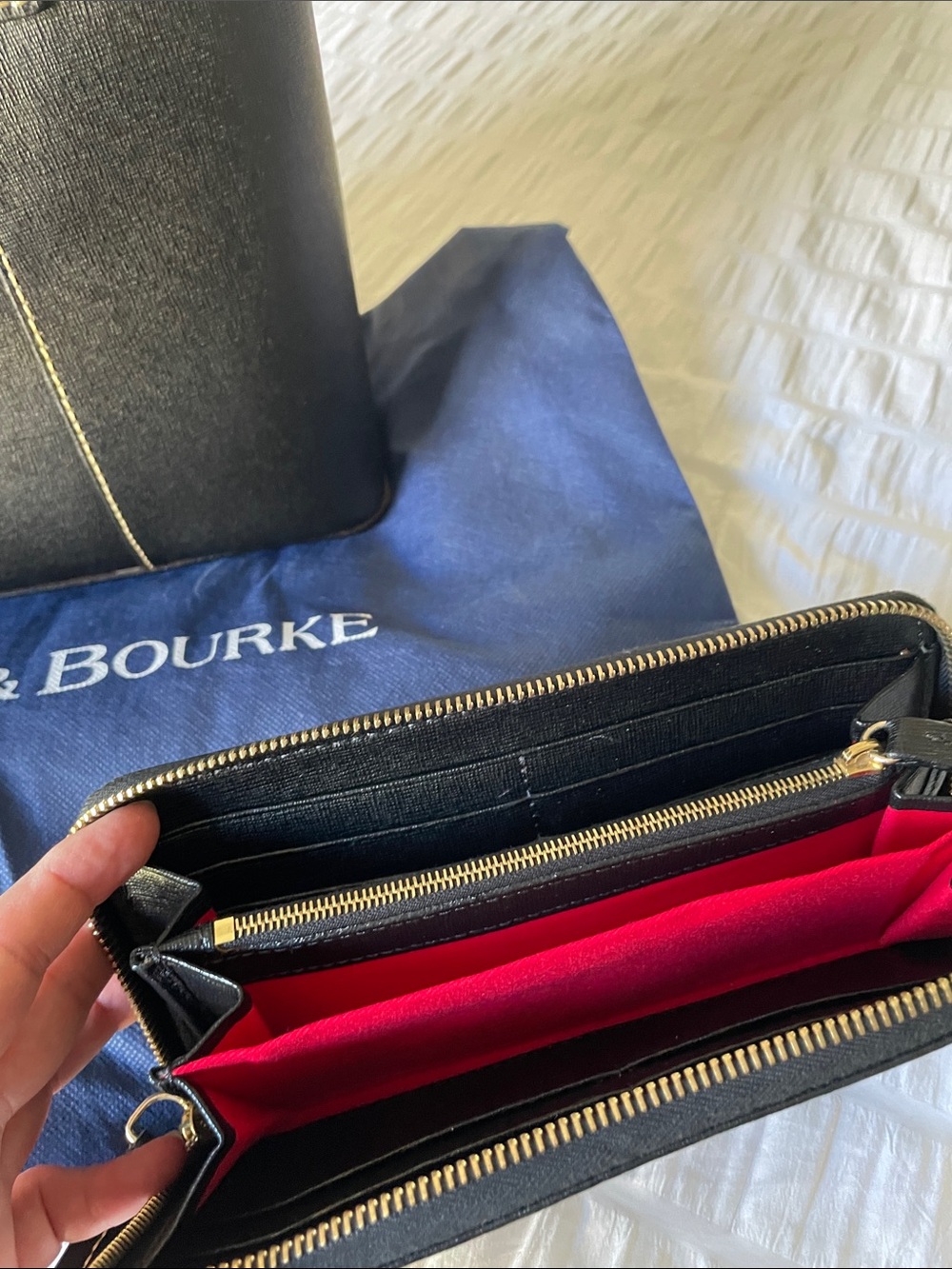 Dooney & Bourke Black Saffiano Leather Tote with Zip Wallet Set - Picture 3 of 5